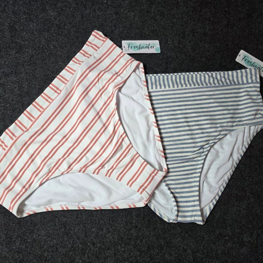 NWT (2) Pairs Women's Freshwater High-Waist Banded Swim Bottoms XL